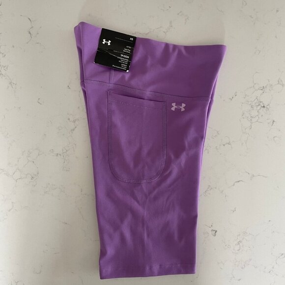Under Armour Fitted High Rise Athletic Bike Short Lavender Purple Sz XS NWT - Picture 11 of 11